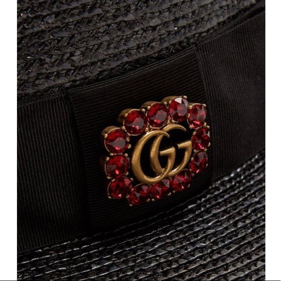 GUCCI STRAW PEARLS EMBELLISHED NOTTE HAT - Picture 7 of 10